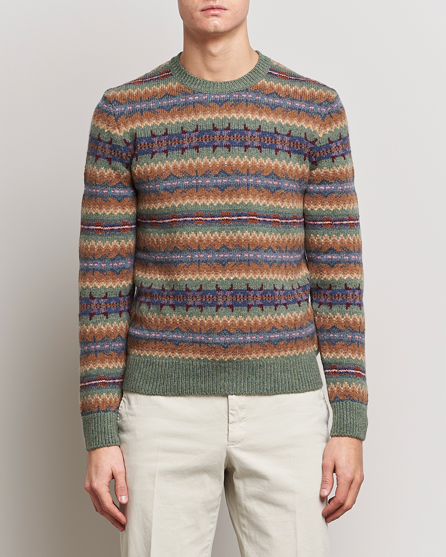 Herr | Stickade tröjor | Ralph Lauren Purple Label | Fairisle Jacquard Sweater Tan Multi