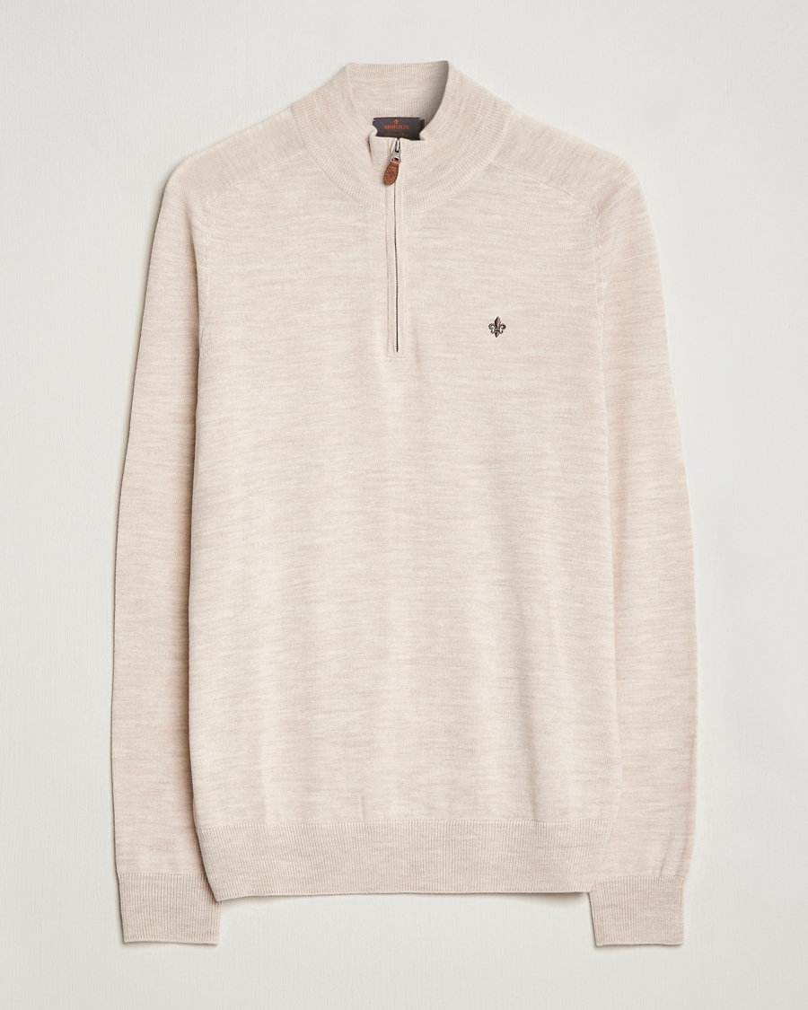 Herr | Tröjor | Morris | John Merino Half Zip Ecru