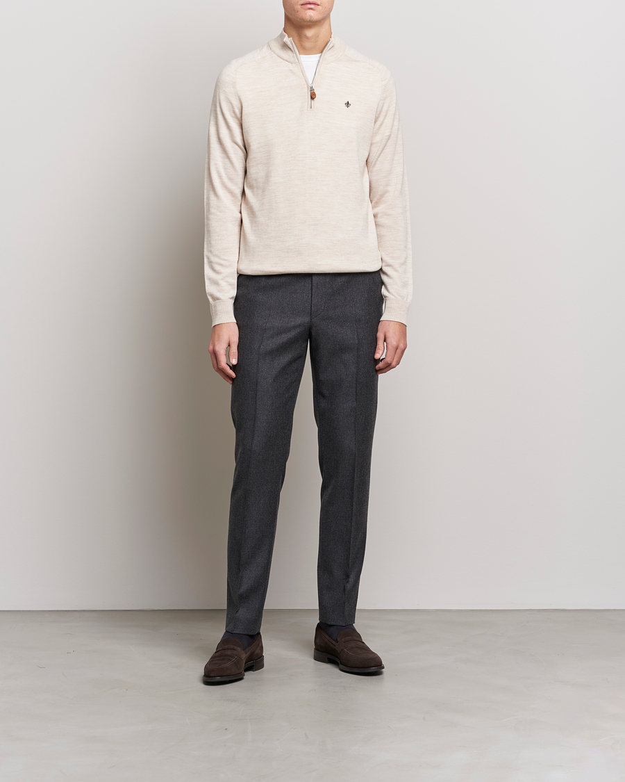 Herr | Tröjor | Morris | John Merino Half Zip Ecru