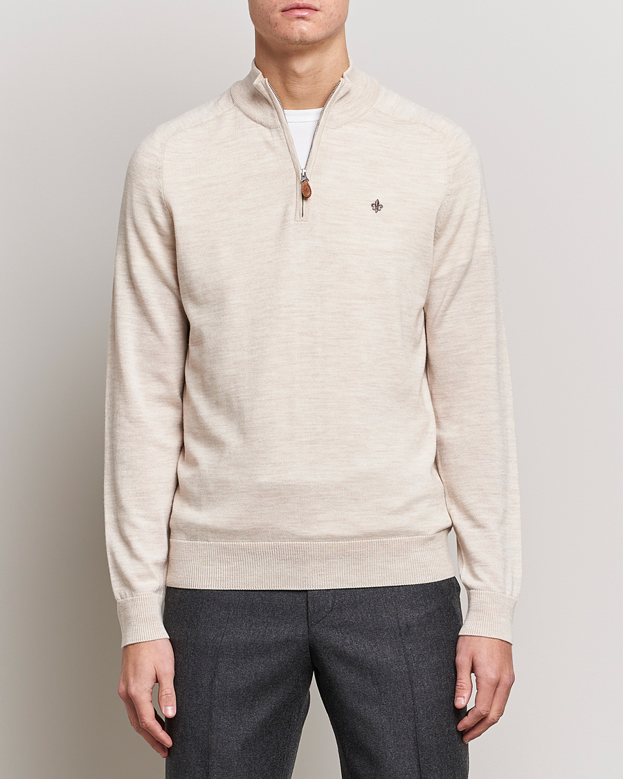 Herr | Half-zip | Morris | John Merino Half Zip Ecru