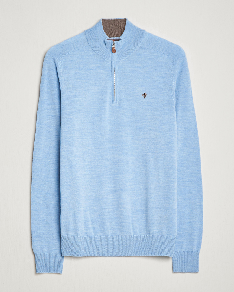 Herr | Tröjor | Morris | John Merino Half Zip Light Blue