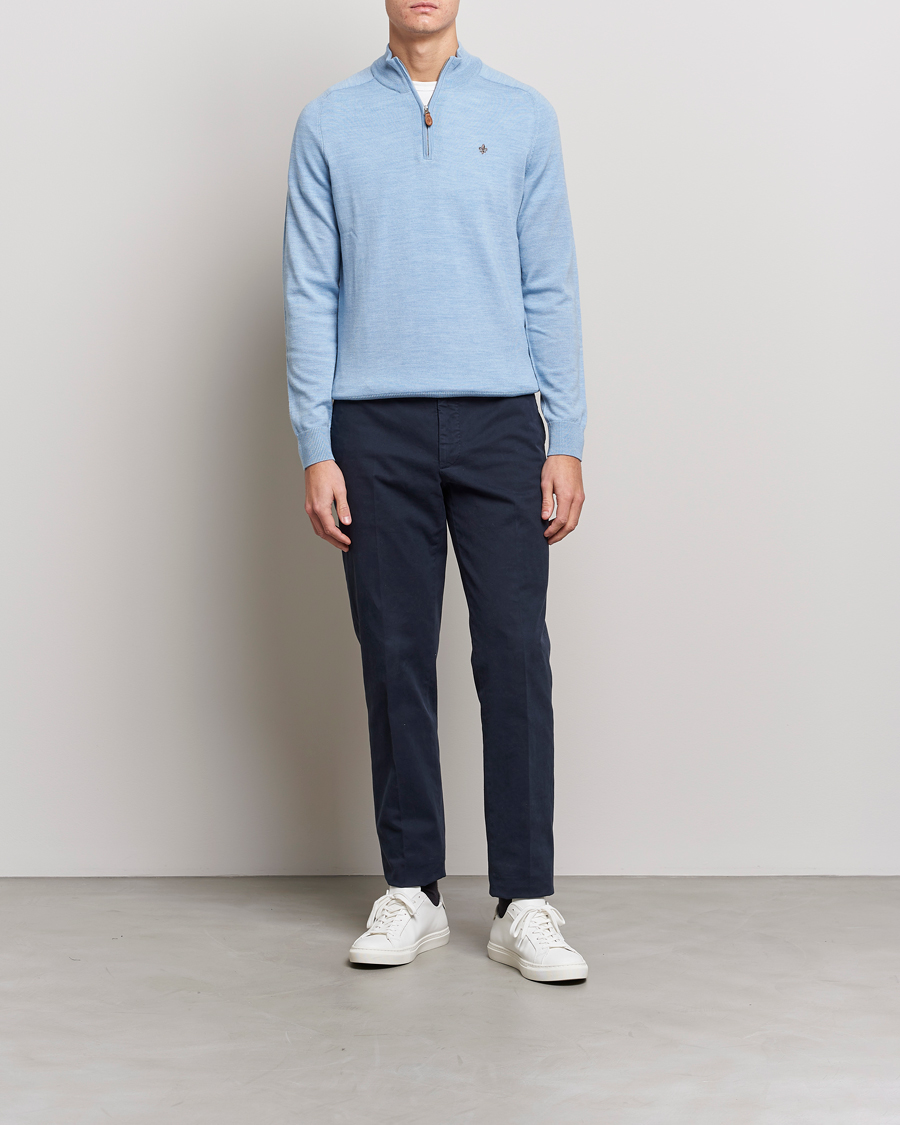 Herr | Tröjor | Morris | John Merino Half Zip Light Blue