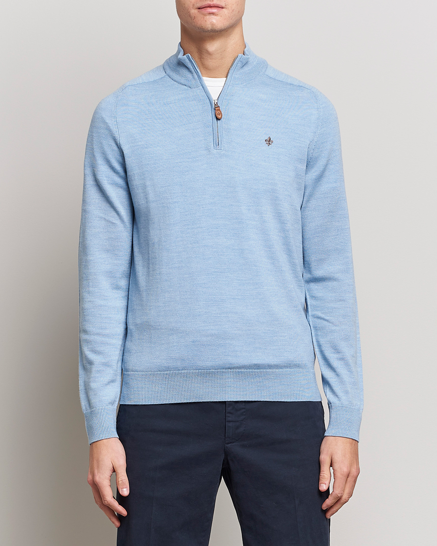 Herr | Tröjor | Morris | John Merino Half Zip Light Blue