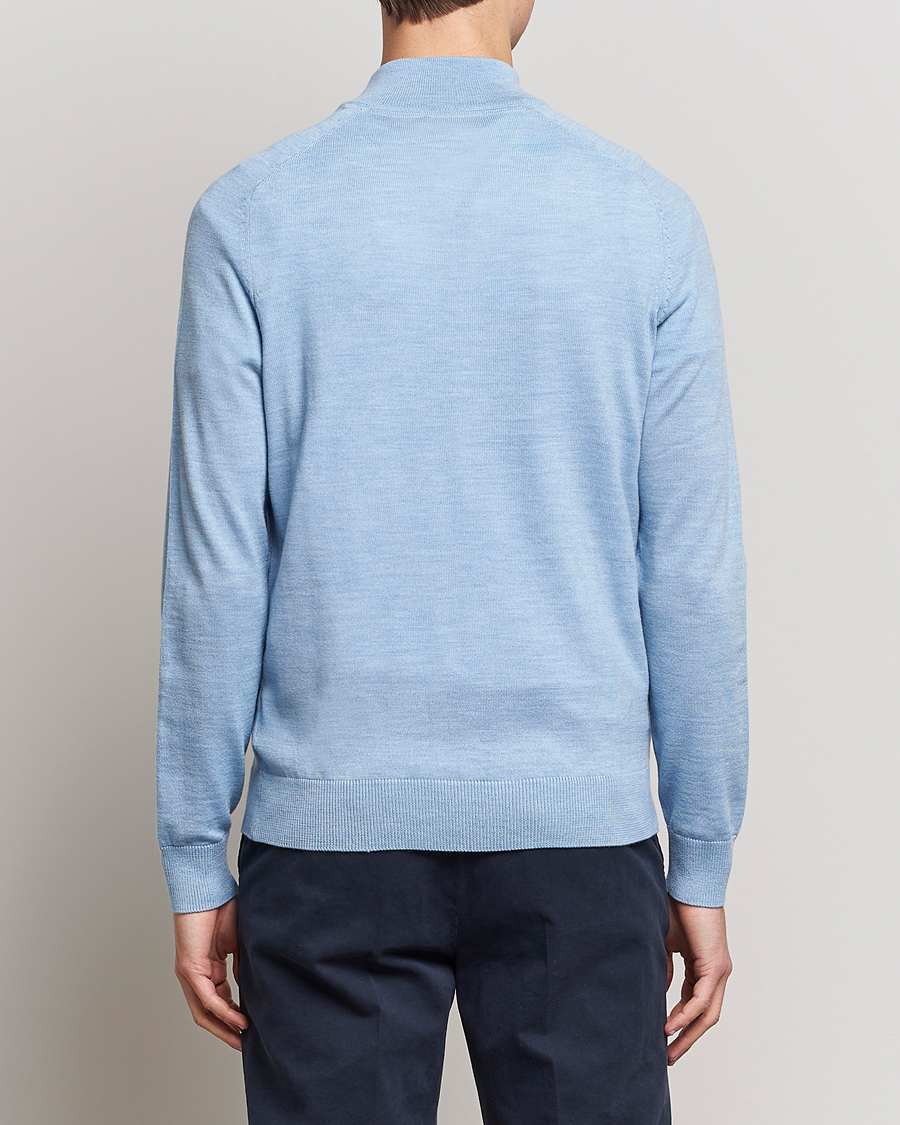 Herr | Tröjor | Morris | John Merino Half Zip Light Blue