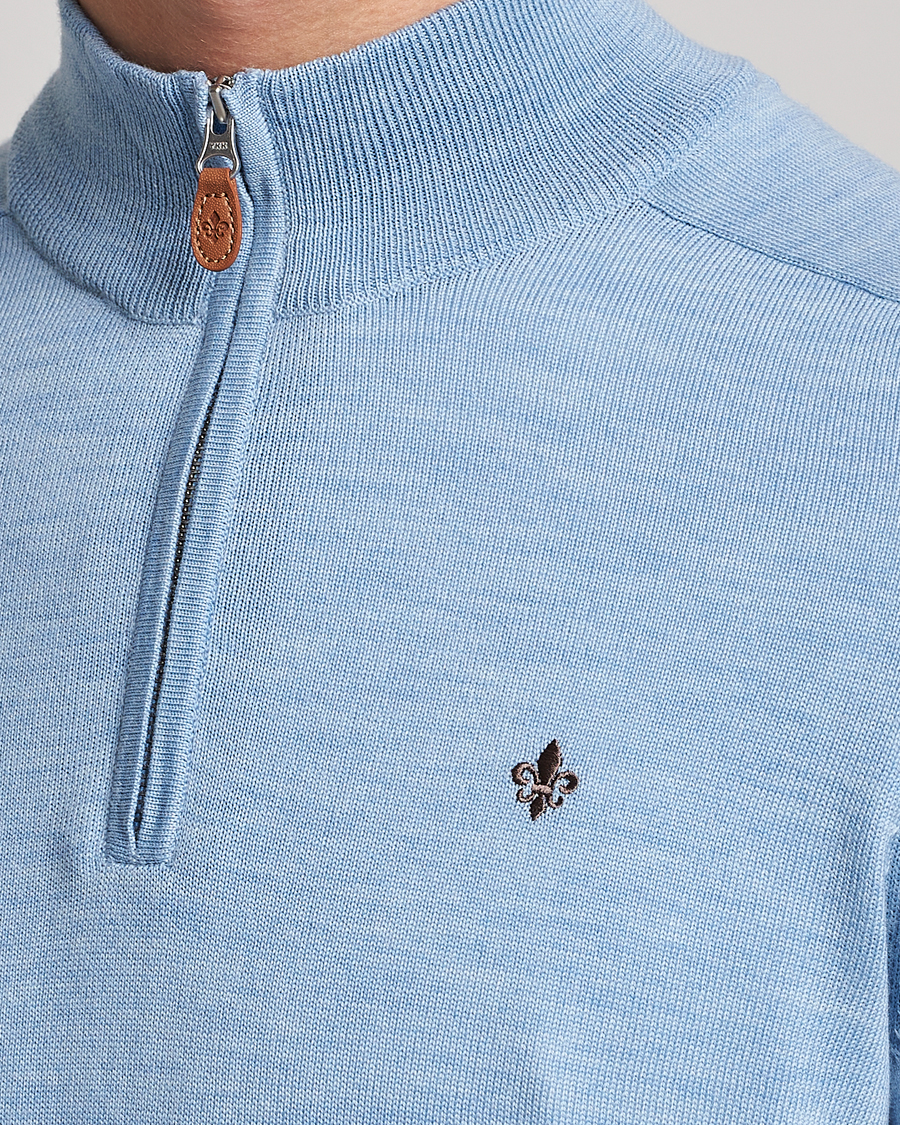 Herr | Tröjor | Morris | John Merino Half Zip Light Blue
