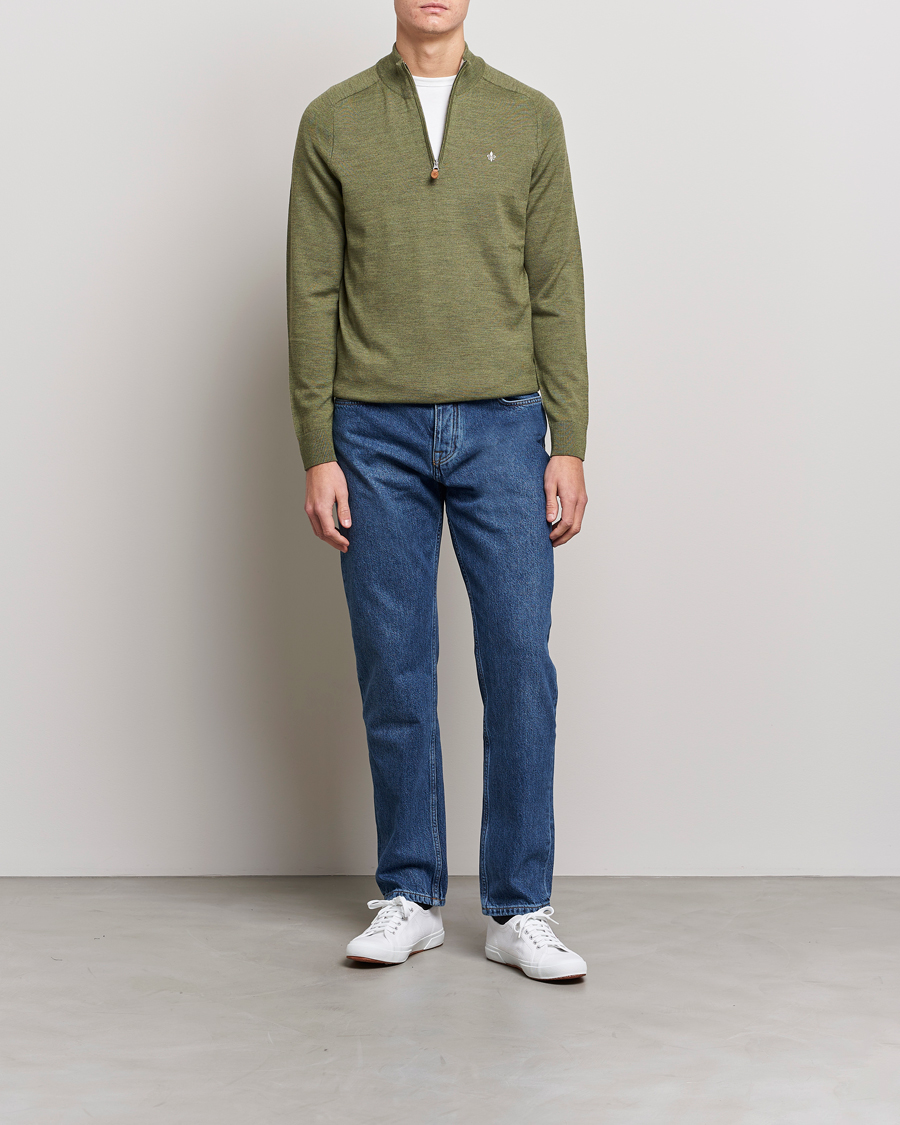 Herr | Tröjor | Morris | John Merino Half Zip Sage Green