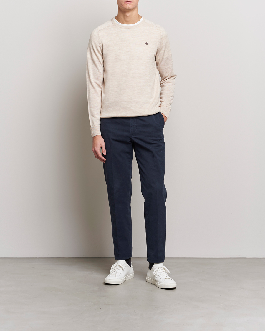 Herr | Tröjor | Morris | Merino Crew Neck Pullover Ecru