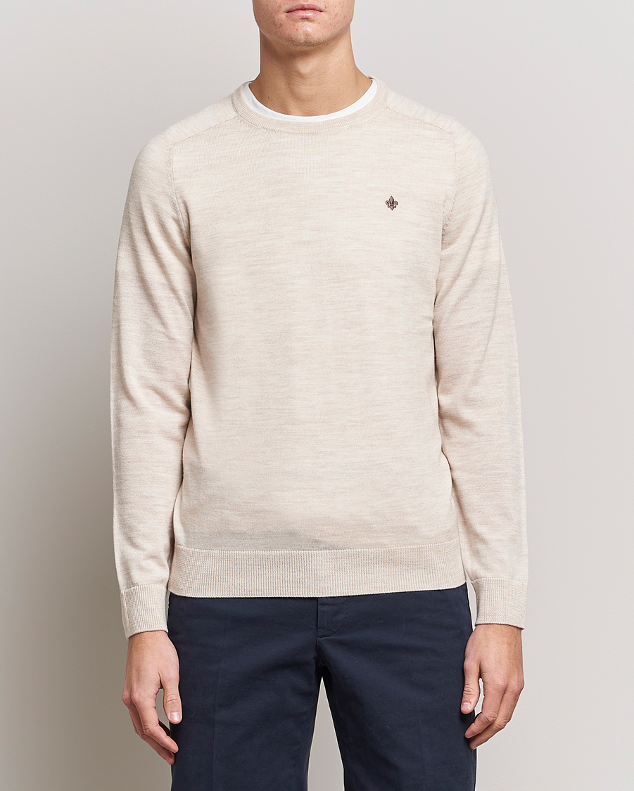 Herr | Pullover rundhals | Morris | Merino Crew Neck Pullover Ecru