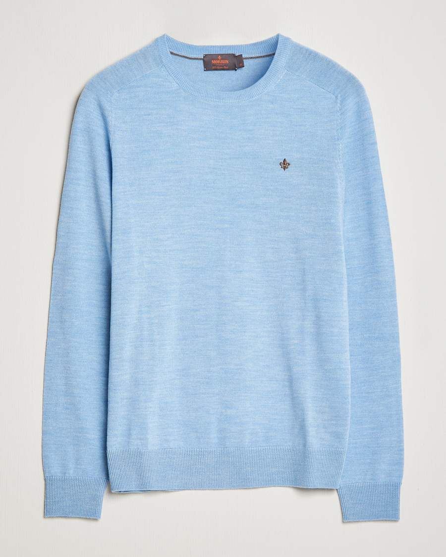 Herr | Tröjor | Morris | Merino Crew Neck Pullover Light Blue