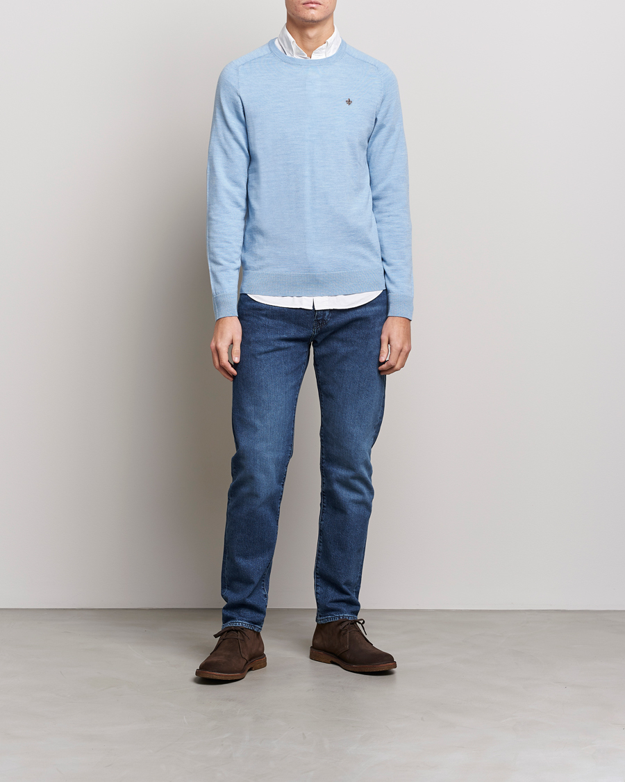 Herr | Tröjor | Morris | Merino Crew Neck Pullover Light Blue