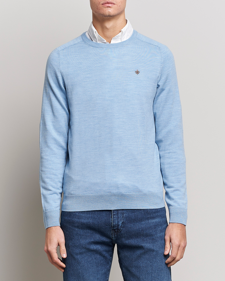 Herr | Pullover rundhals | Morris | Merino Crew Neck Pullover Light Blue
