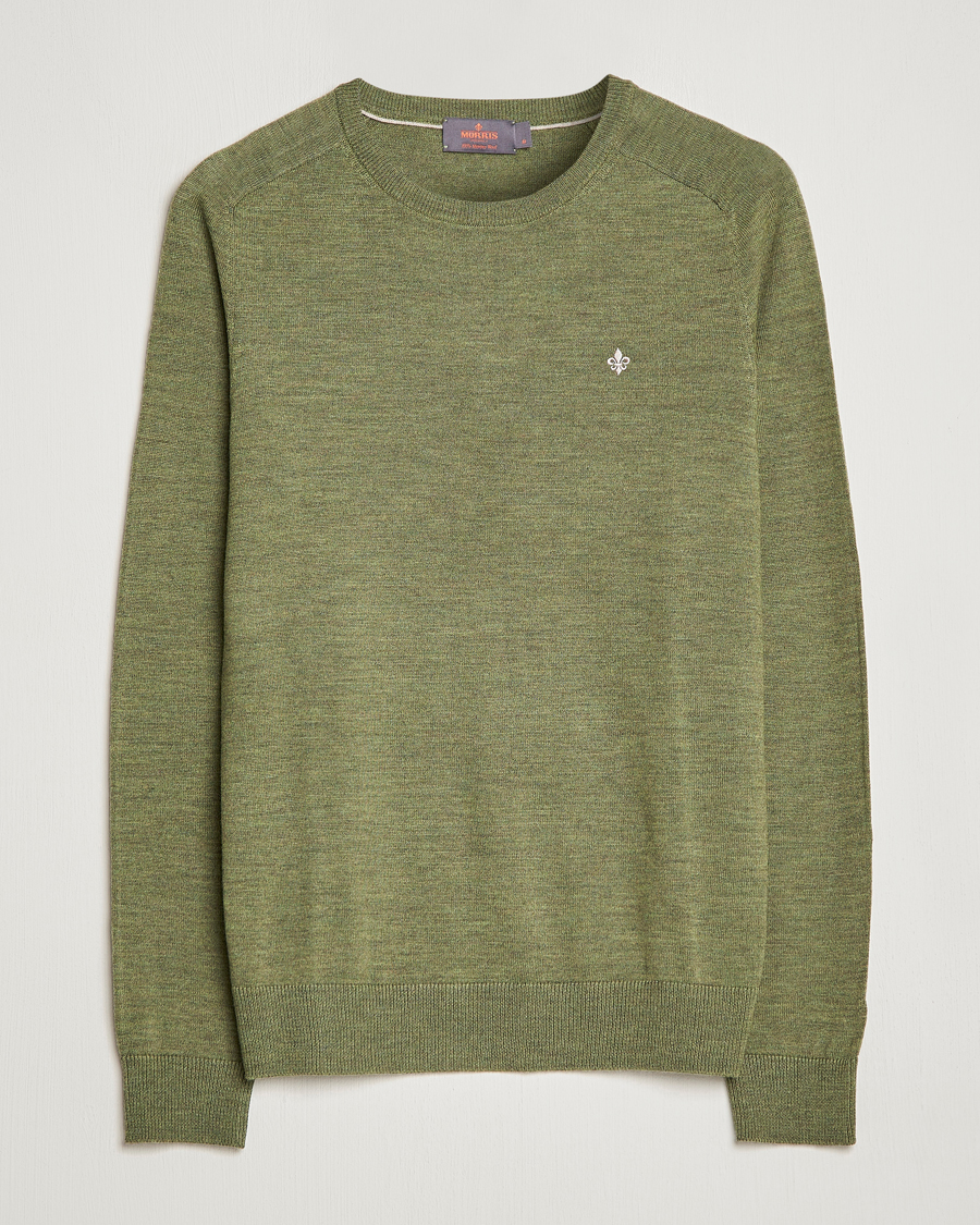 Herr | Tröjor | Morris | Merino Crew Neck Pullover Sage Green