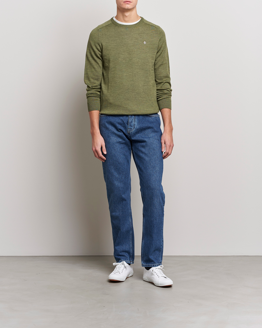 Herr | Tröjor | Morris | Merino Crew Neck Pullover Sage Green