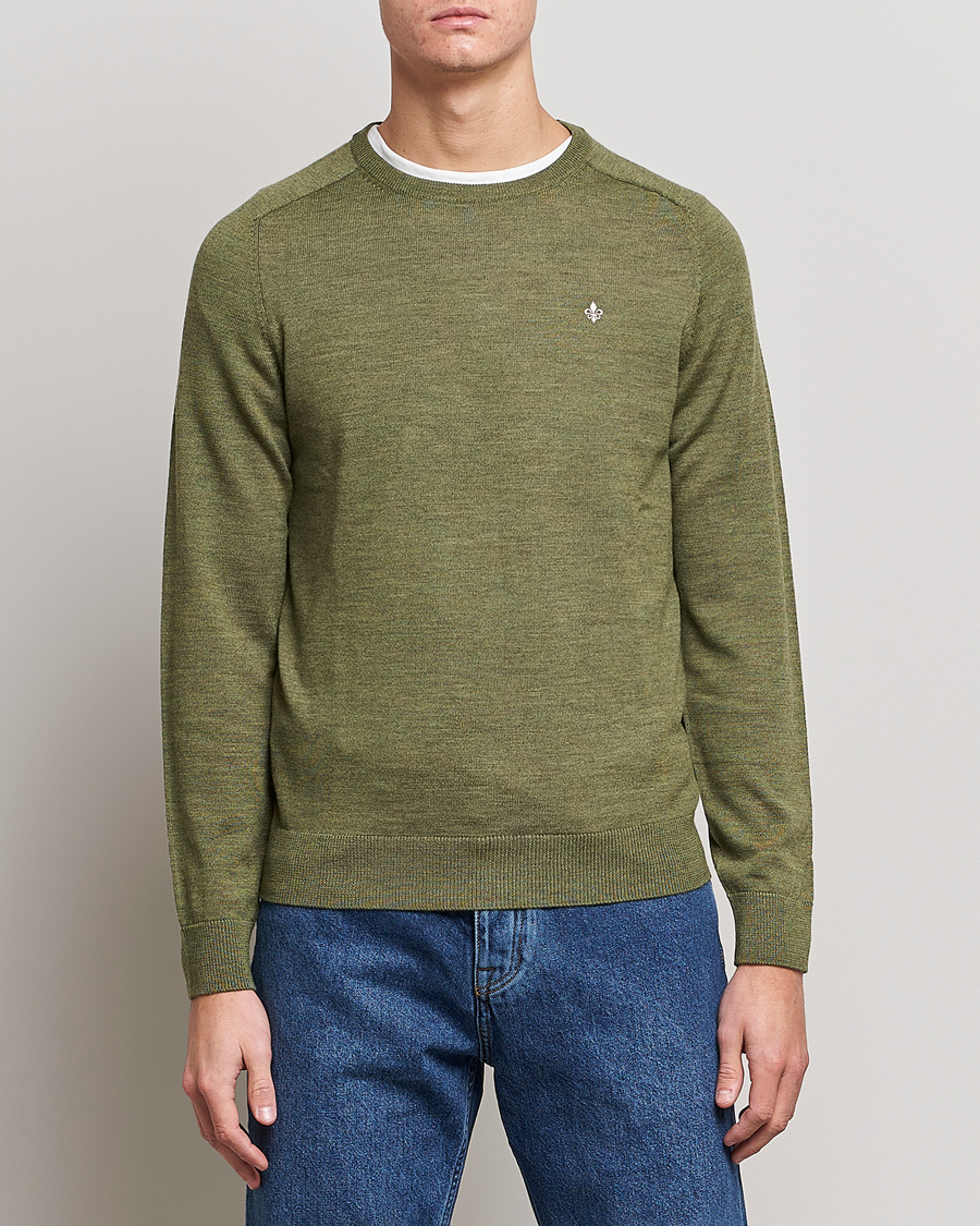 Herr | Tröjor | Morris | Merino Crew Neck Pullover Sage Green