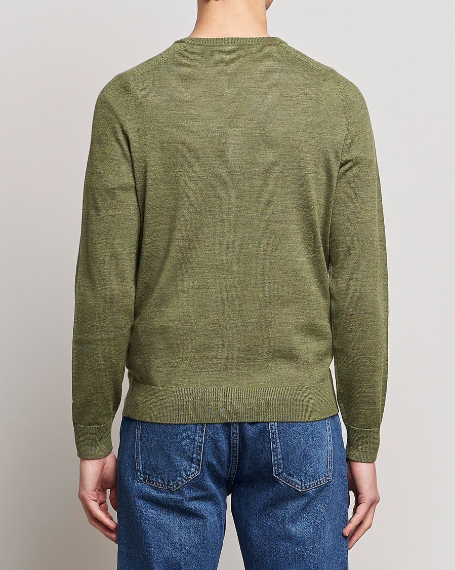 Herr | Tröjor | Morris | Merino Crew Neck Pullover Sage Green