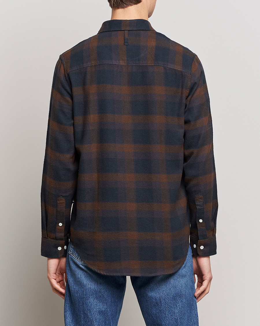 Herr | Skjortor | NN07 | Arne Brushed Cotton Checked Shirt Brown/Navy