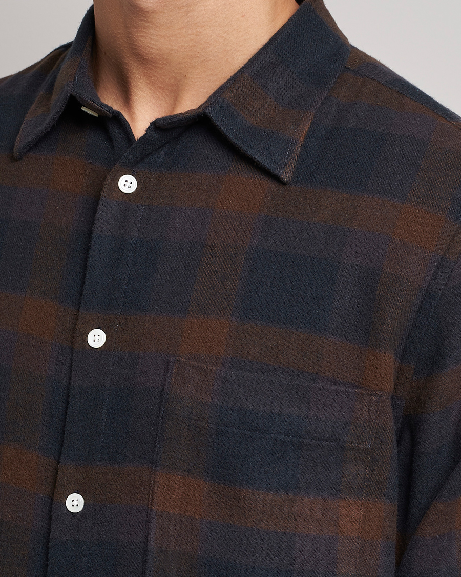 Herr | Skjortor | NN07 | Arne Brushed Cotton Checked Shirt Brown/Navy