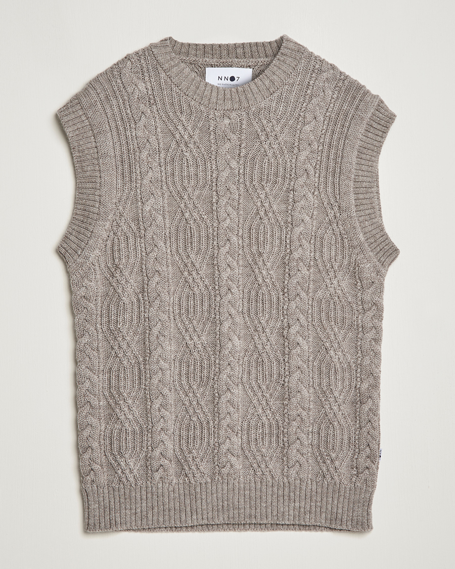 Herr | Tröjor | NN07 | Cable Structured Knitted Vest Nature Melange
