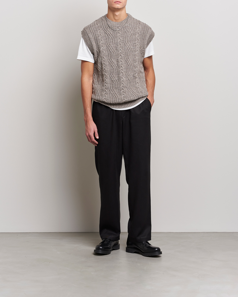 Herr | Tröjor | NN07 | Cable Structured Knitted Vest Nature Melange