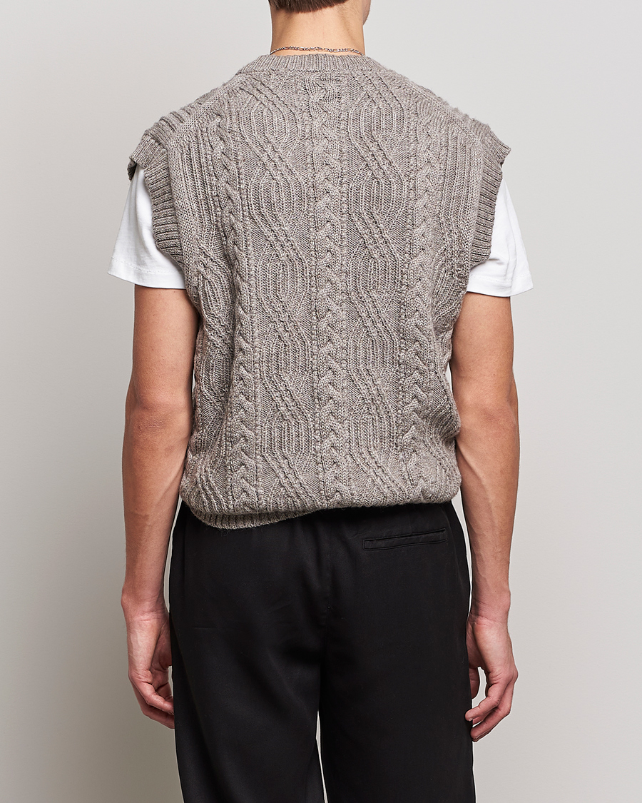 Herr | Tröjor | NN07 | Cable Structured Knitted Vest Nature Melange