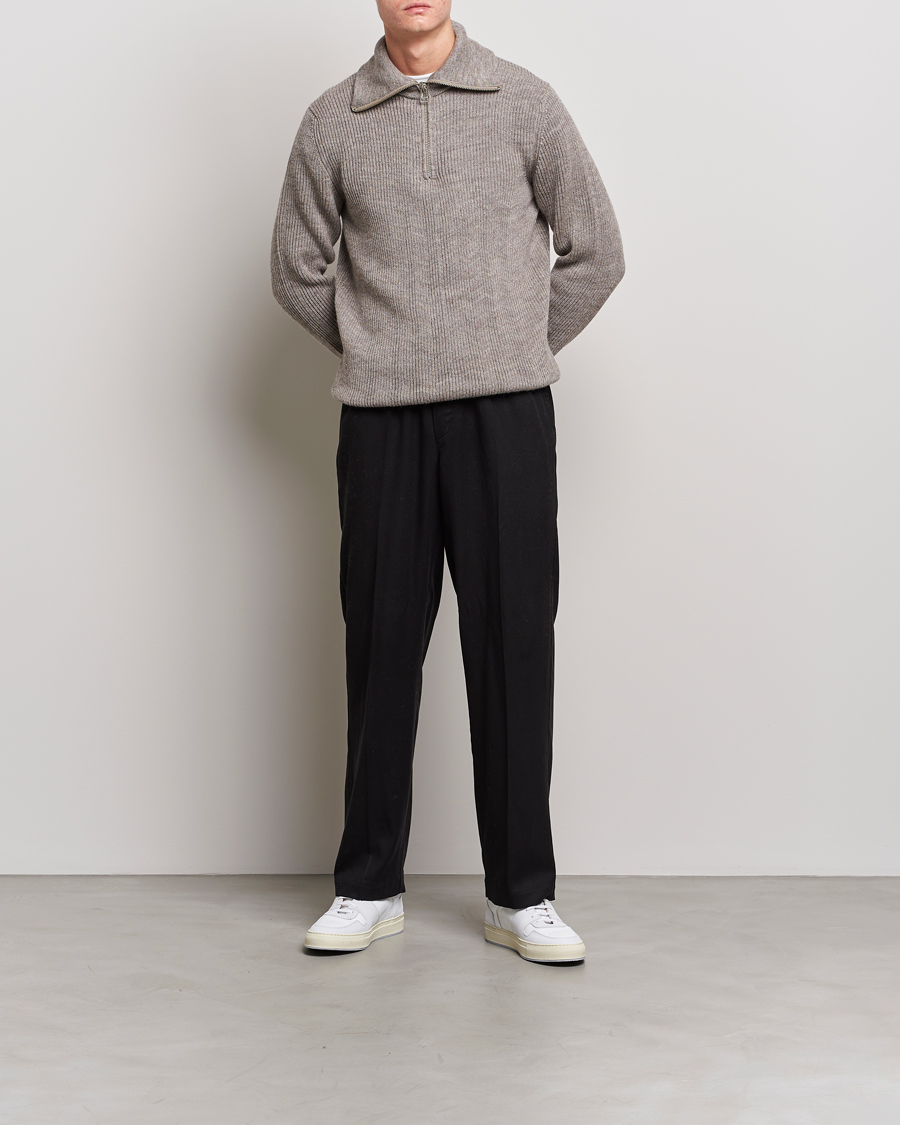 Herr | Tröjor | NN07 | Holger Knitted Ribbed Half Zip Nature Melange