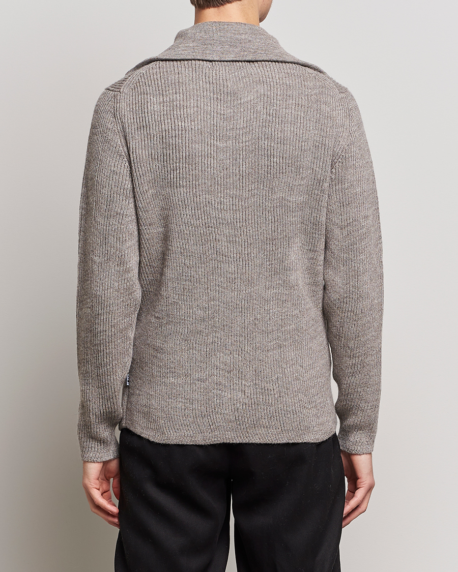 Herr | Tröjor | NN07 | Holger Knitted Ribbed Half Zip Nature Melange