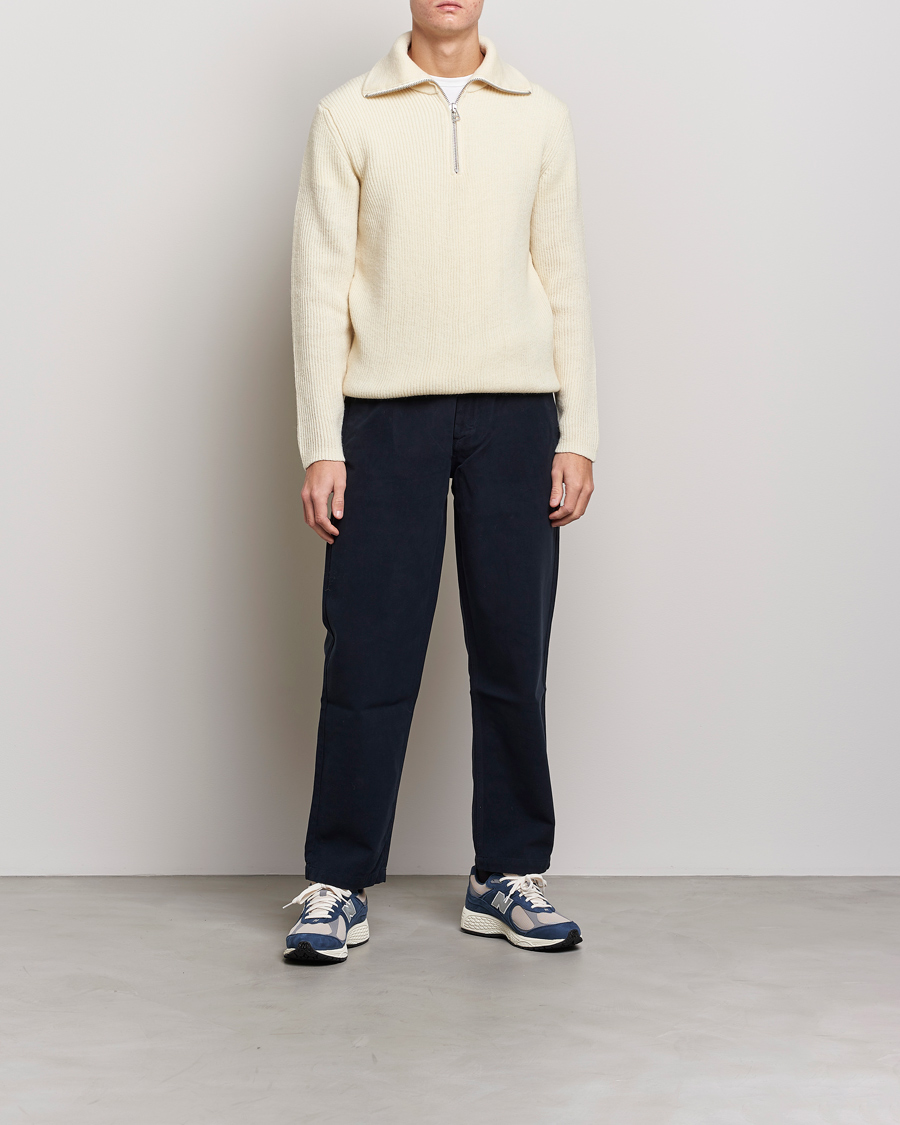 Herr | Tröjor | NN07 | Holger Knitted Ribbed Half Zip Ecur