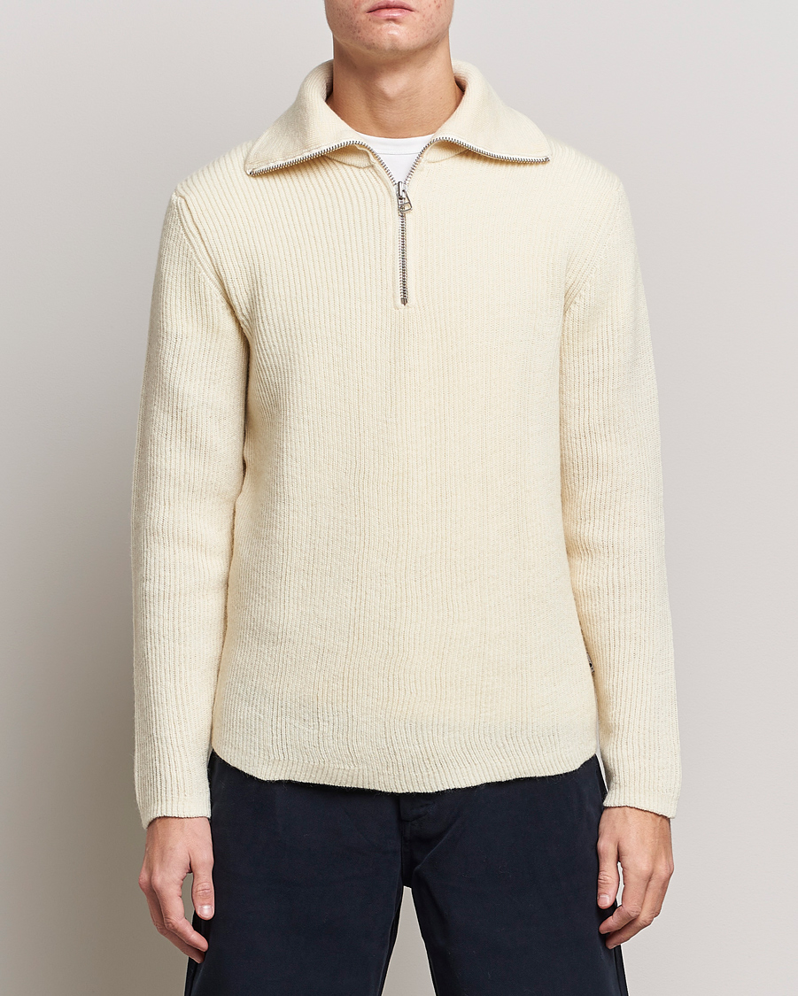 Herr | Tröjor | NN07 | Holger Knitted Ribbed Half Zip Ecur