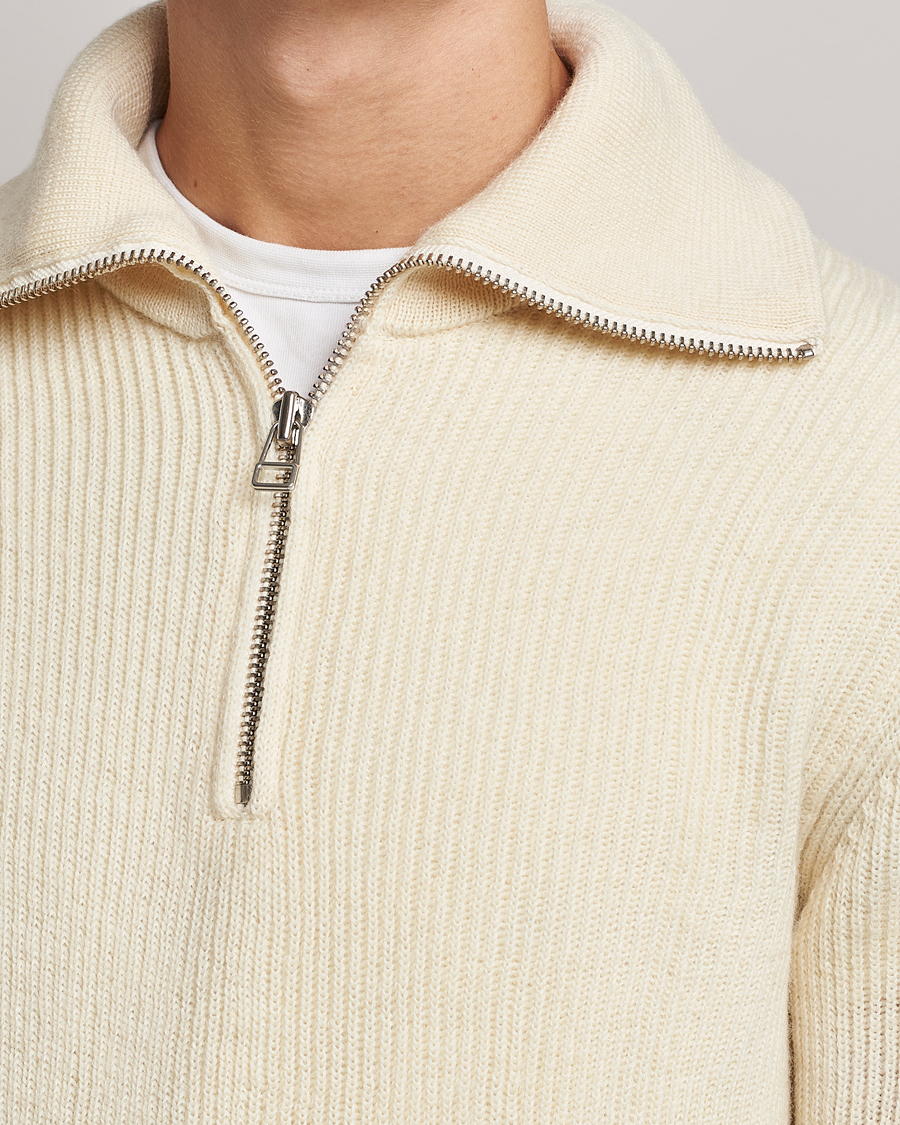 Herr | Tröjor | NN07 | Holger Knitted Ribbed Half Zip Ecur