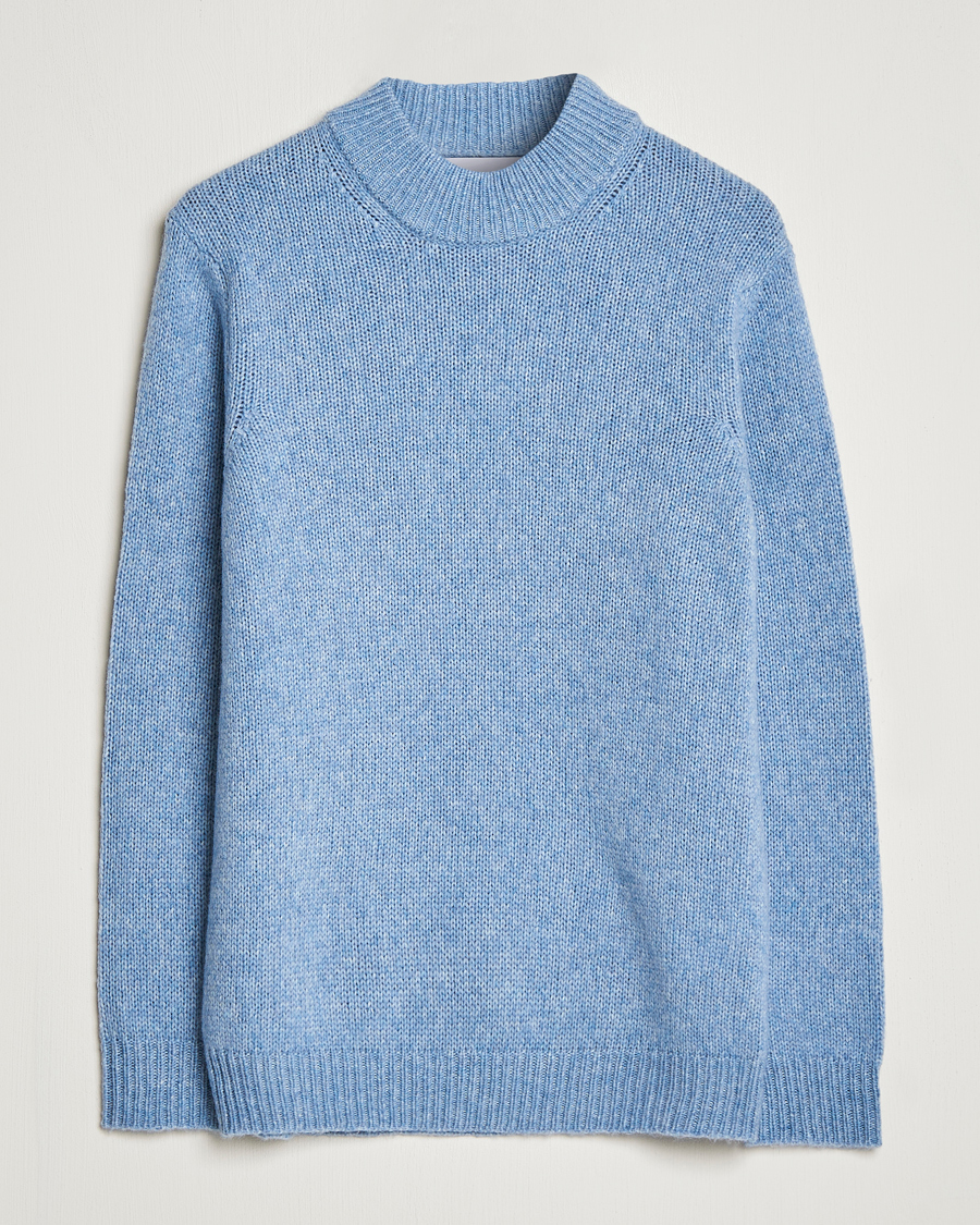 Herr | Tröjor | NN07 | Nick Knitted Merino Mock Neck Light Blue Melange