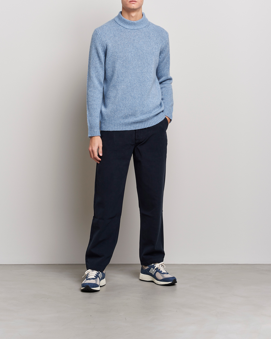 Herr | Tröjor | NN07 | Nick Knitted Merino Mock Neck Light Blue Melange