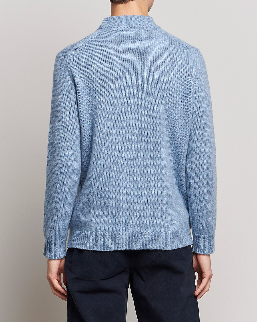 Herr | Tröjor | NN07 | Nick Knitted Merino Mock Neck Light Blue Melange