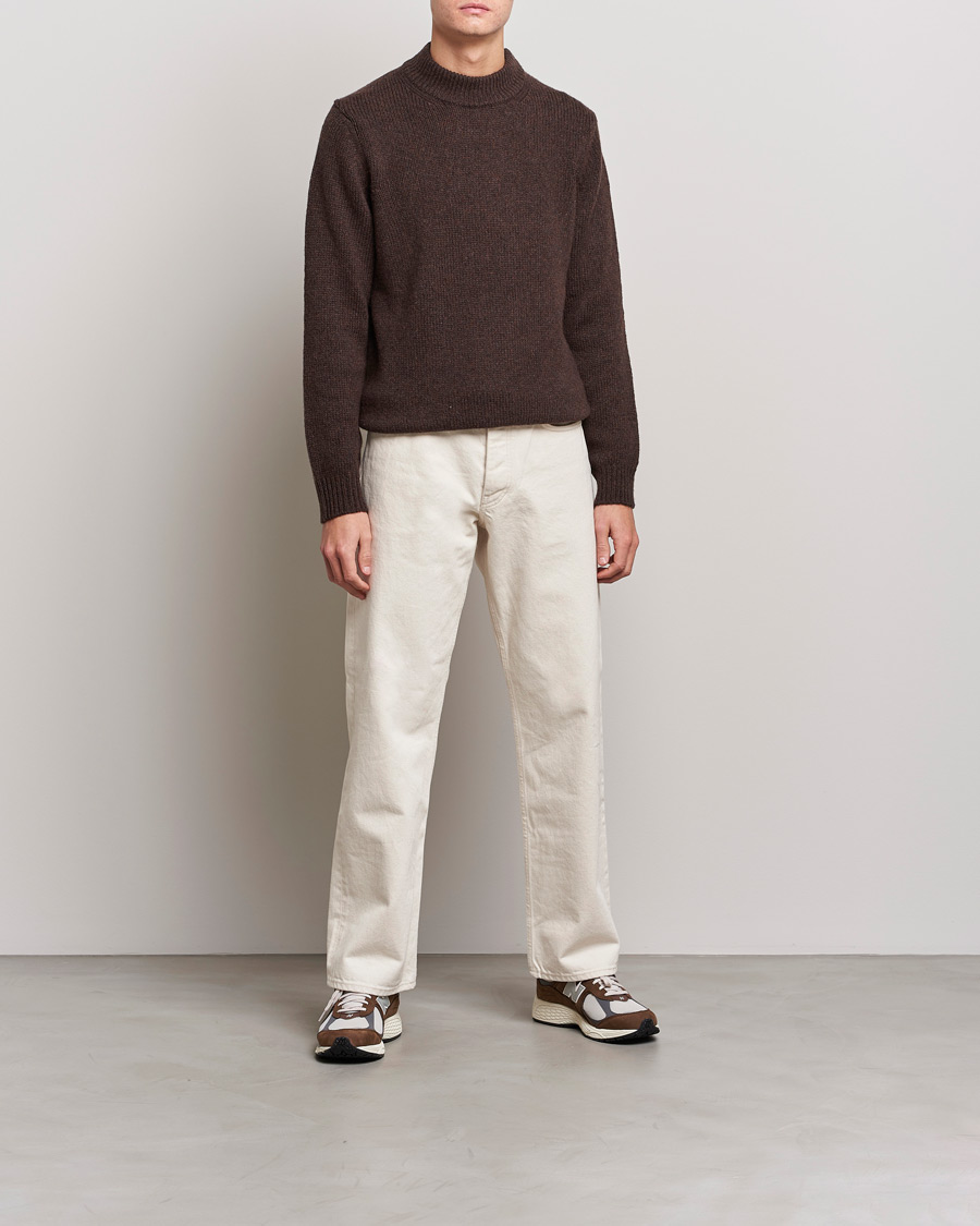 Herr | Tröjor | NN07 | Nick Knitted Merino Mock Neck Dark Brown