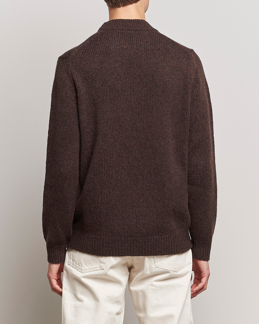 Herr | Tröjor | NN07 | Nick Knitted Merino Mock Neck Dark Brown