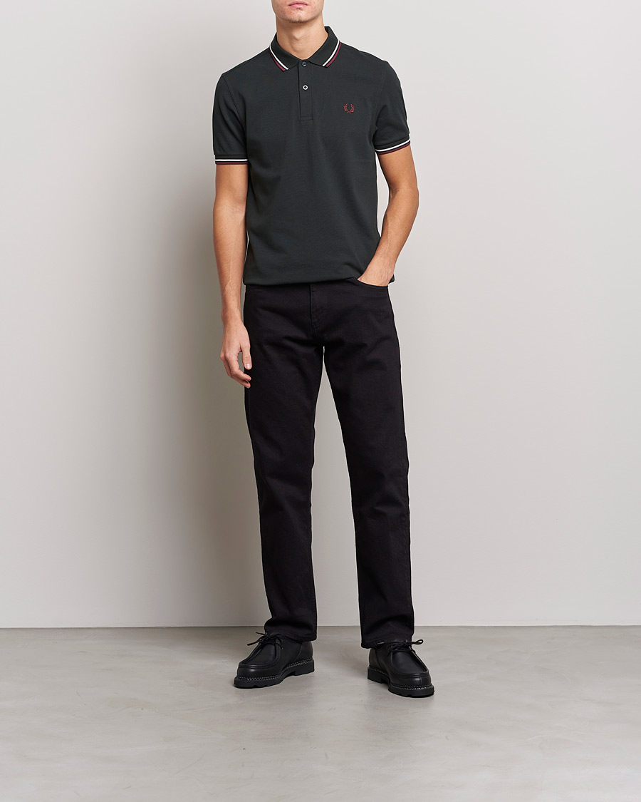 Herr | Pikéer | Fred Perry | Twin Tipped Polo Shirt Night Green Ecru
