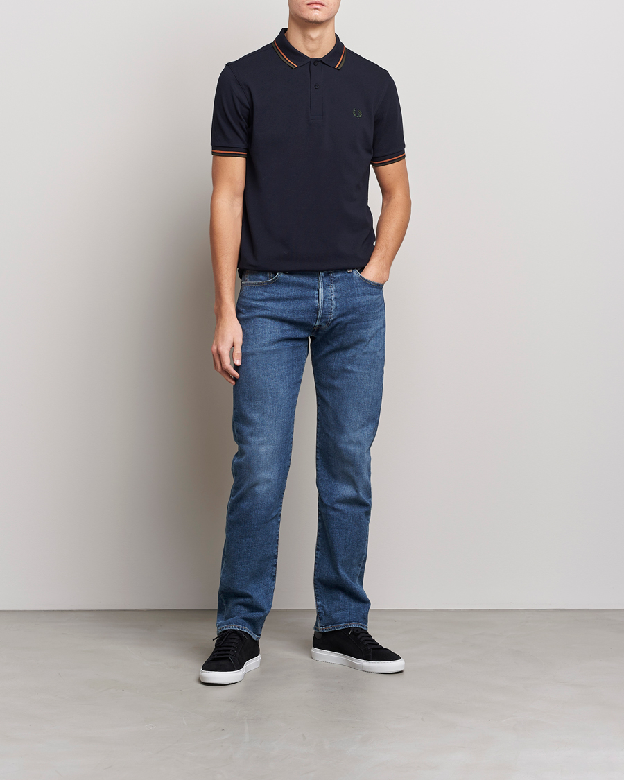 Herr | Pikéer | Fred Perry | Twin Tipped Polo Shirt Navy Night Green