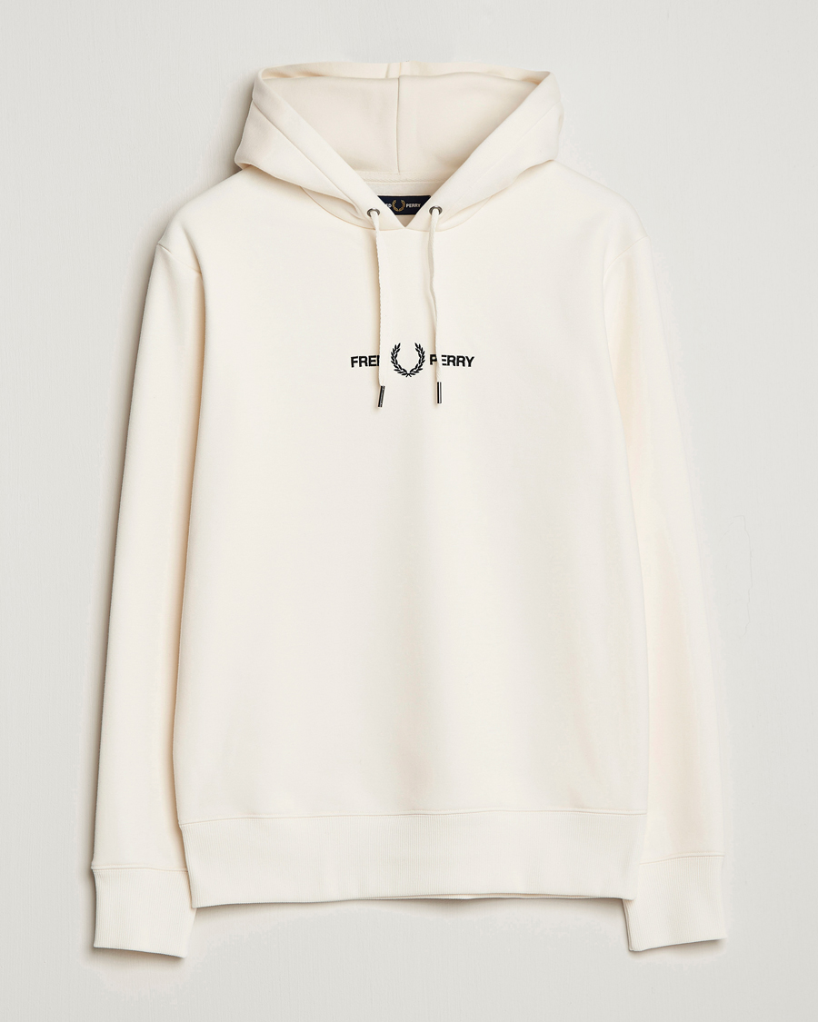 Herr | Tröjor | Fred Perry | Emboided Hooded Sweatshirt Ecru