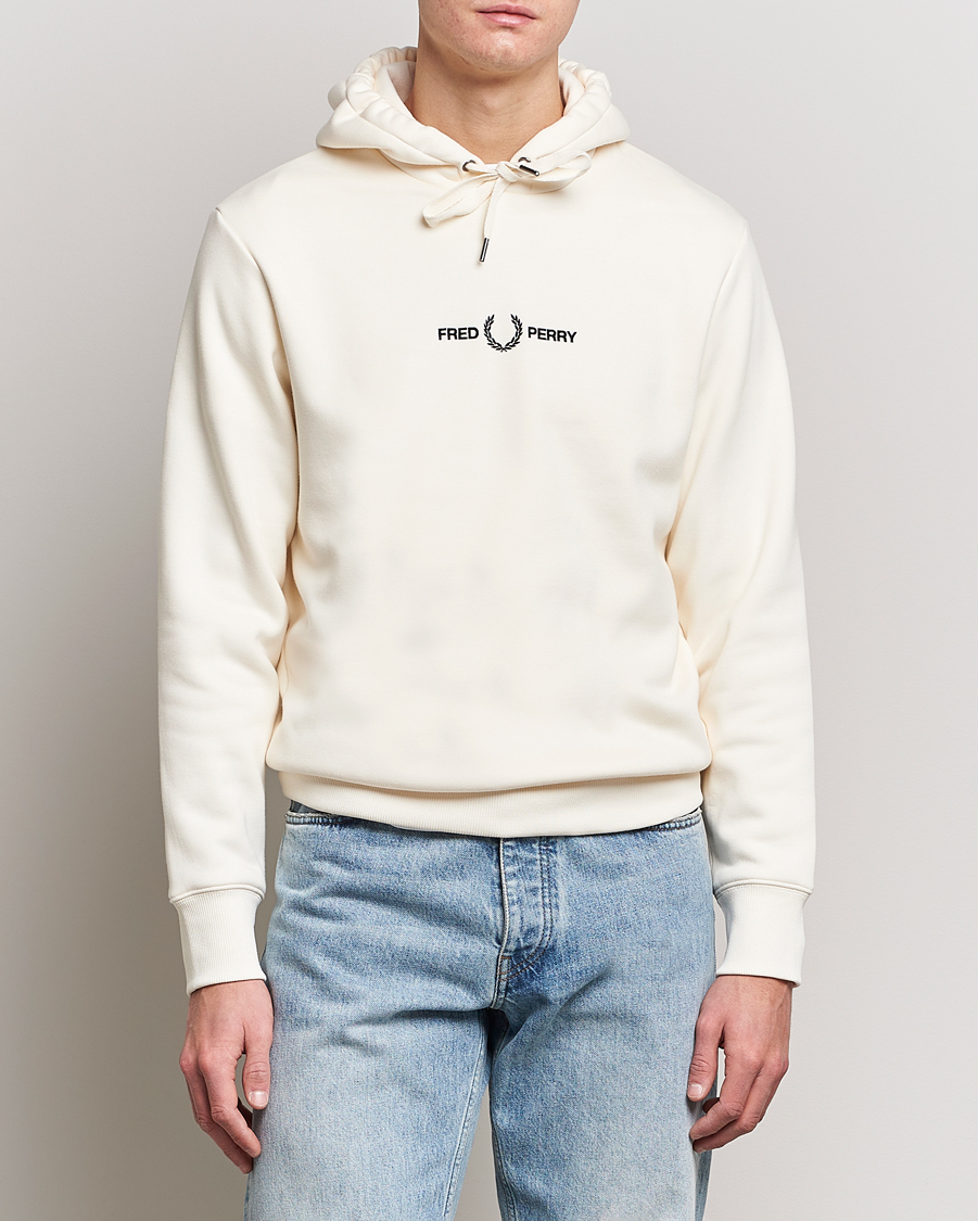 Herr |  | Fred Perry | Emboided Hooded Sweatshirt Ecru