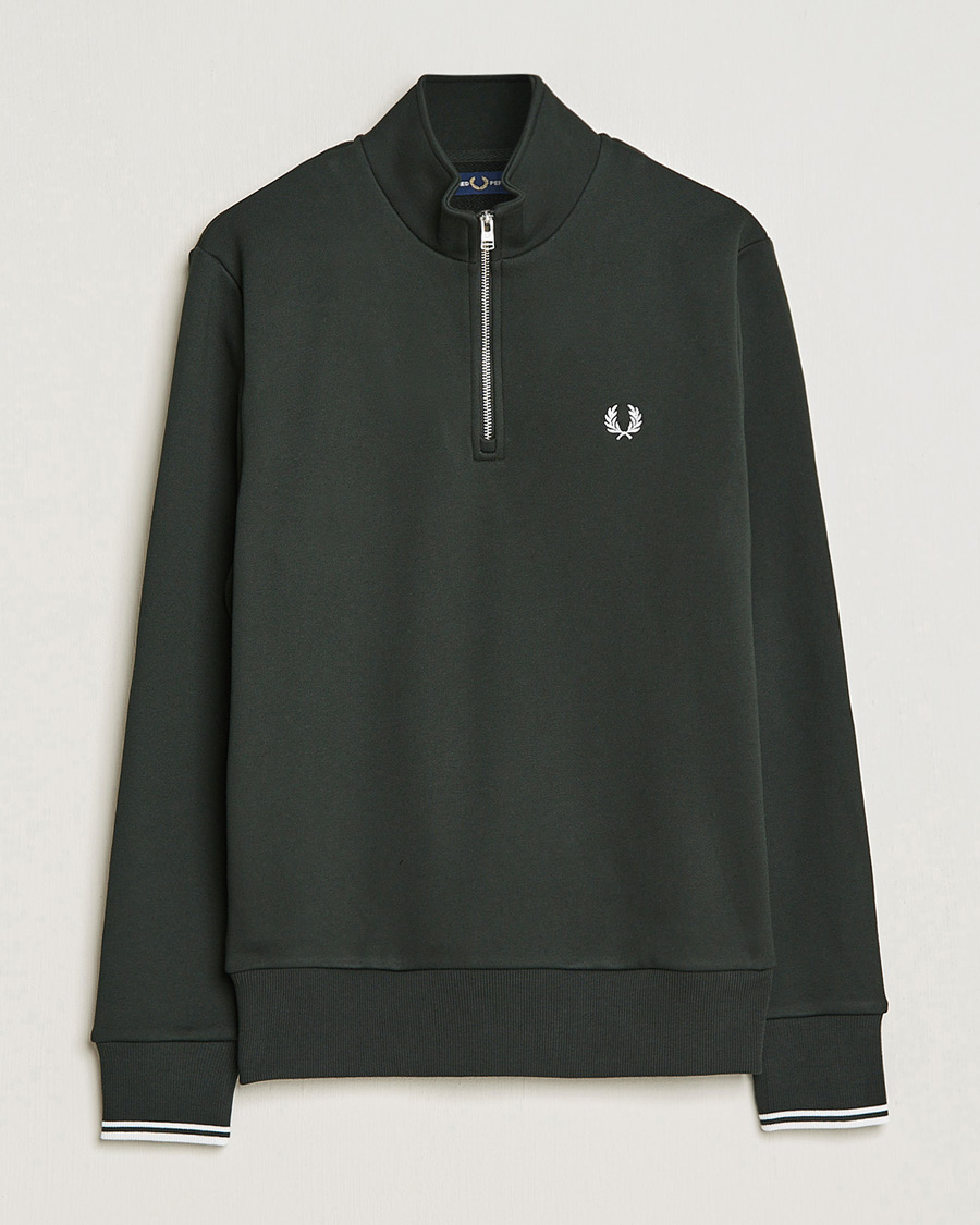 Herr | Tröjor | Fred Perry | Half Zip Sweatshirt Night Green