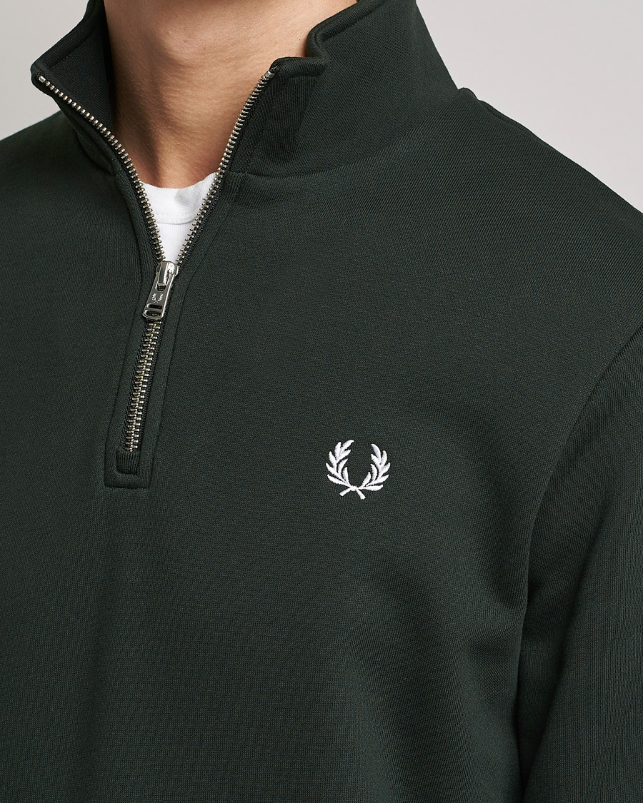 Herr | Tröjor | Fred Perry | Half Zip Sweatshirt Night Green