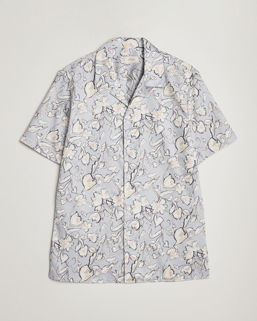 Herr | Skjortor | Altea | Printed Bowling Shirt Light Grey