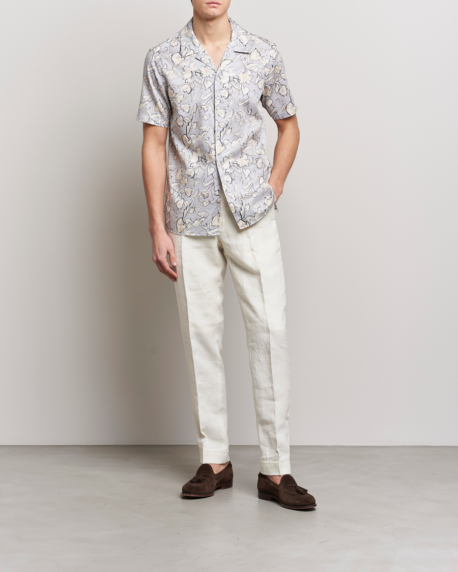 Herr | Skjortor | Altea | Printed Bowling Shirt Light Grey