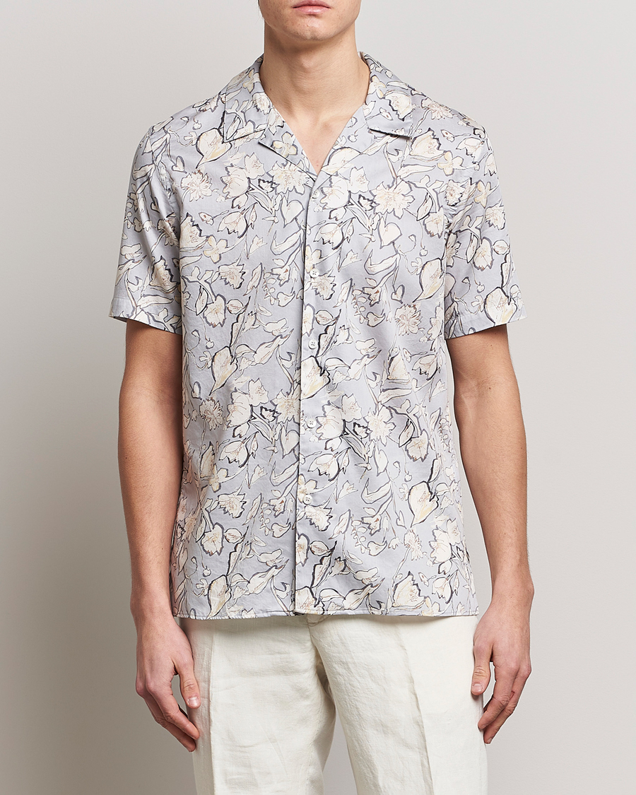 Herr | Skjortor | Altea | Printed Bowling Shirt Light Grey