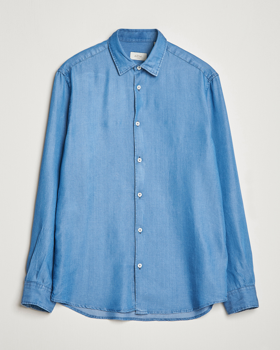 Herr | Skjortor | Altea | Soft Lyocell Denim Shirt Light Indigo