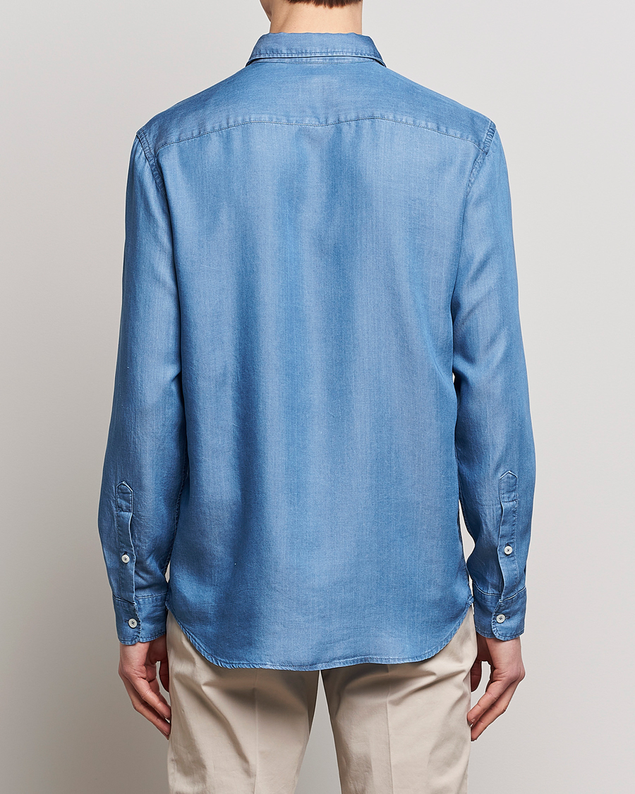 Herr | Skjortor | Altea | Soft Lyocell Denim Shirt Light Indigo