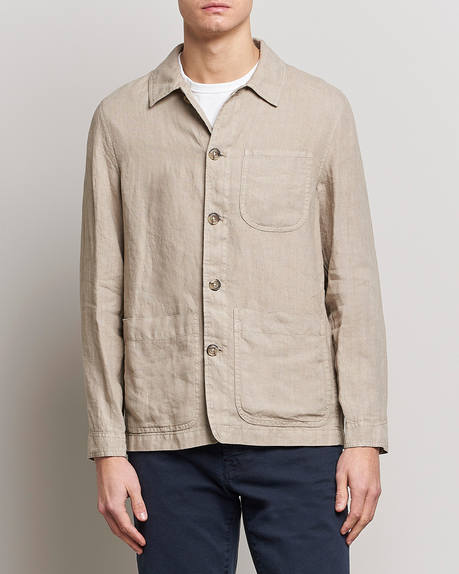 Herr | Skjortjackor | Altea | Linen Shirt Jacket Beige
