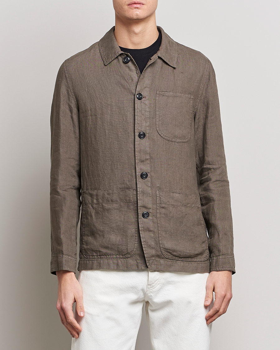 Herr | Overshirts | Altea | Linen Shirt Jacket Olive