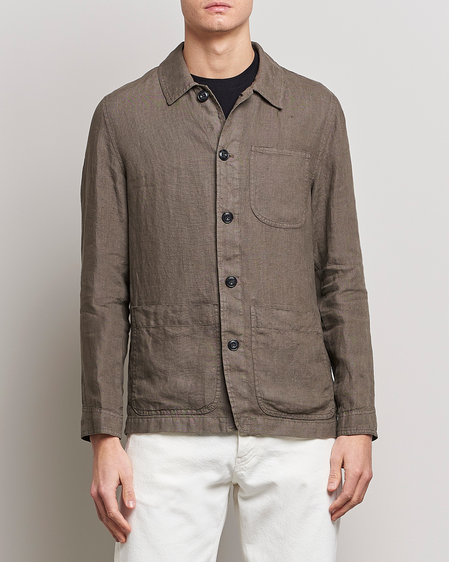 Herr | Skjortor | Altea | Linen Shirt Jacket Olive