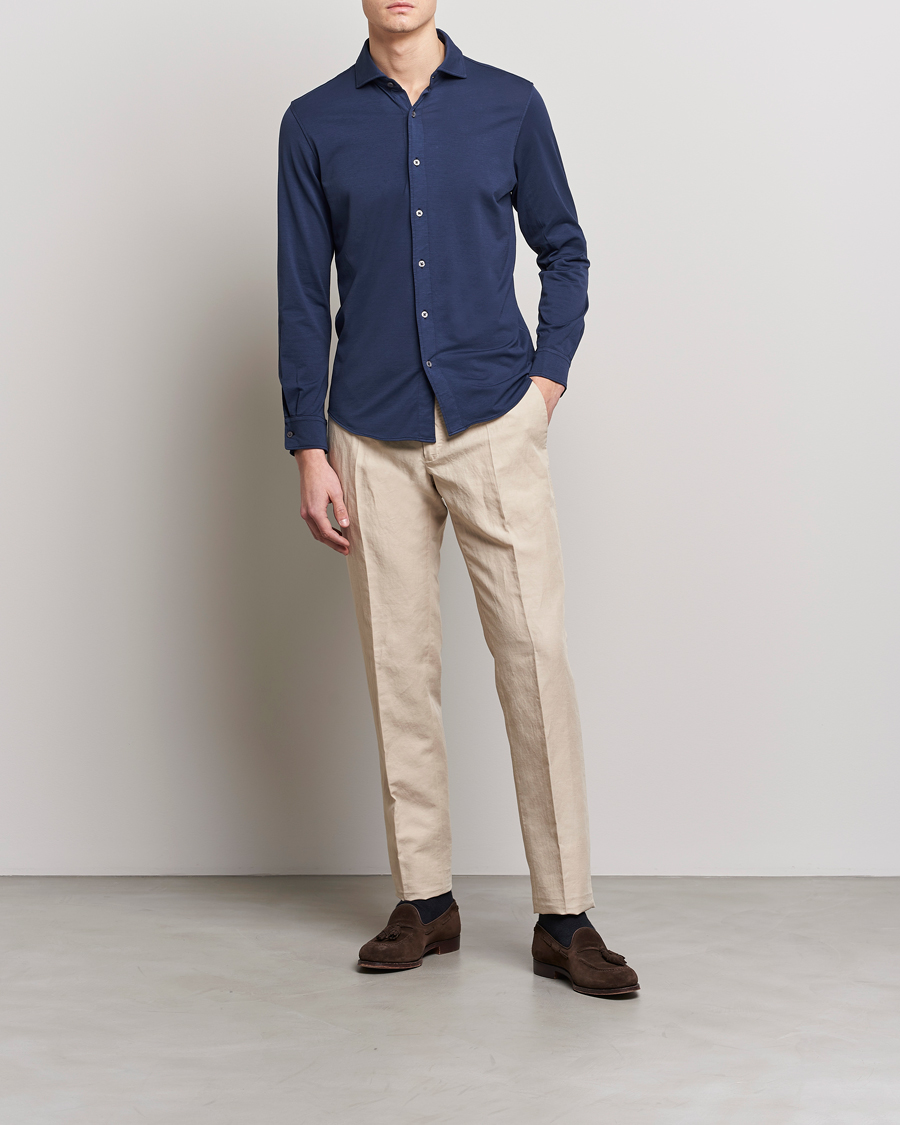 Herr | Skjortor | Altea | Jersey Stretch Shirt Navy