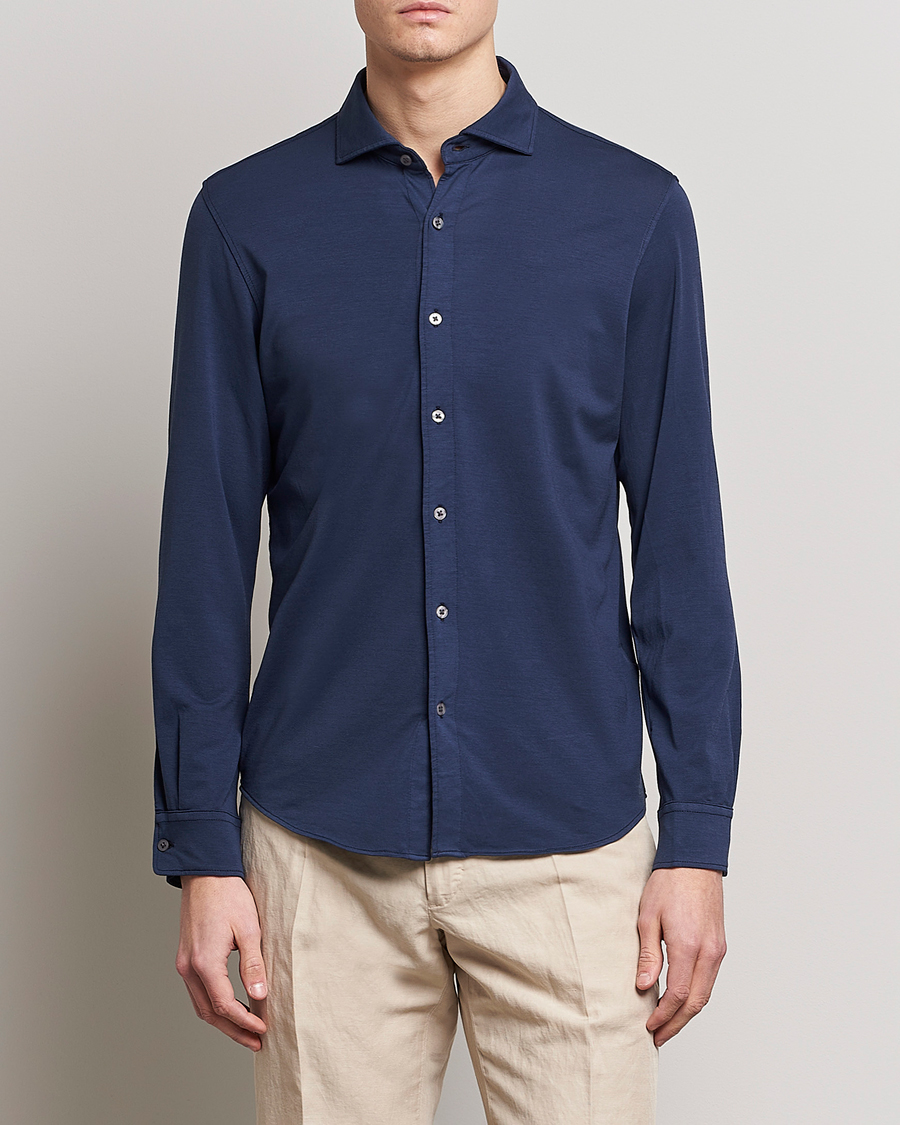 Herr | Skjortor | Altea | Jersey Stretch Shirt Navy